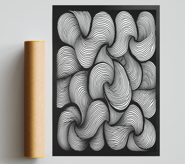 Black Swirling Lines Print