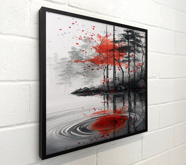 Crimson Reflection In Stillness