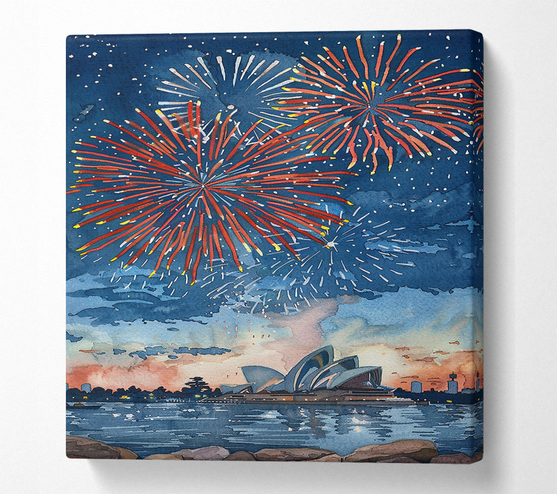  A Canvas Print of Blue Night Fireworks Canvas Wall Art