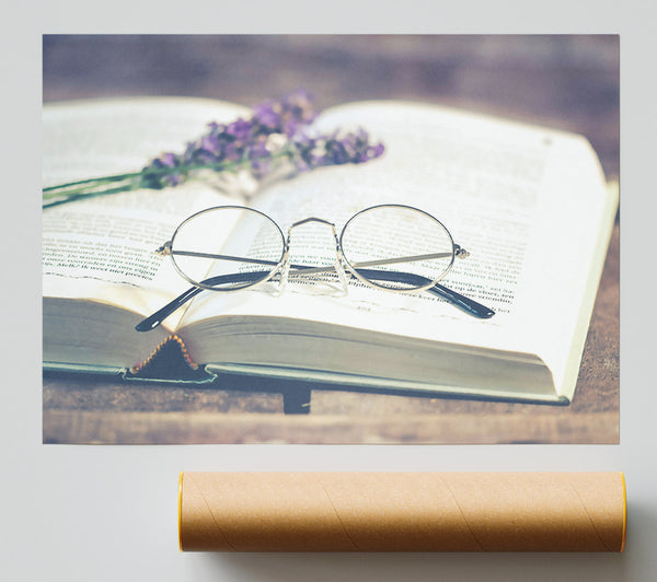 Ivory Book And Glasses Giclee Print
