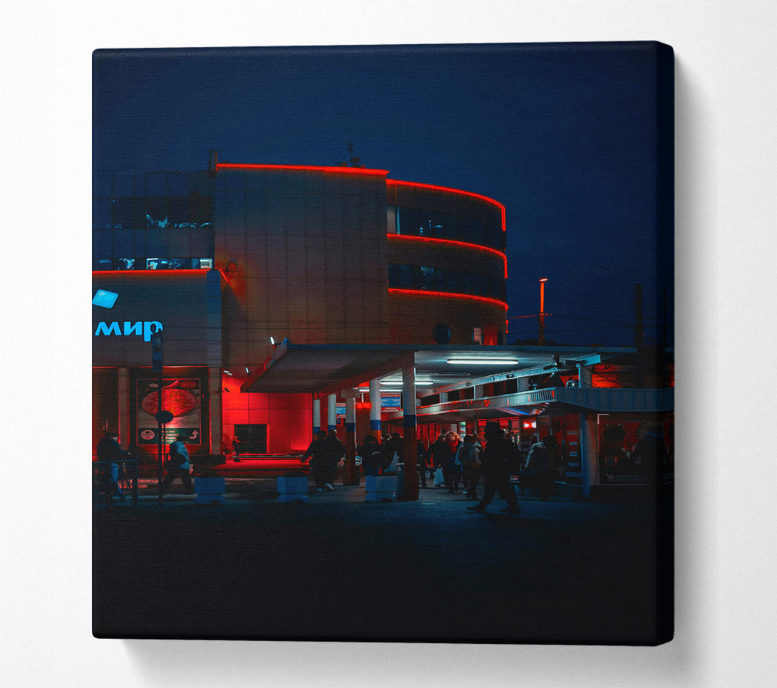  A Canvas Print of Red Neon Cityscape Canvas Art