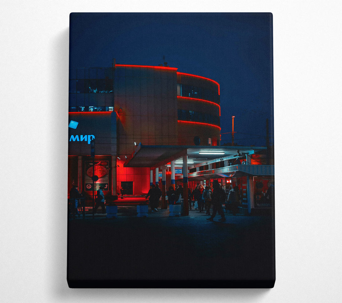  A Canvas Print of Red Neon Cityscape Canvas Art
