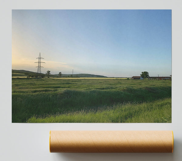 Green Field Sunset Print