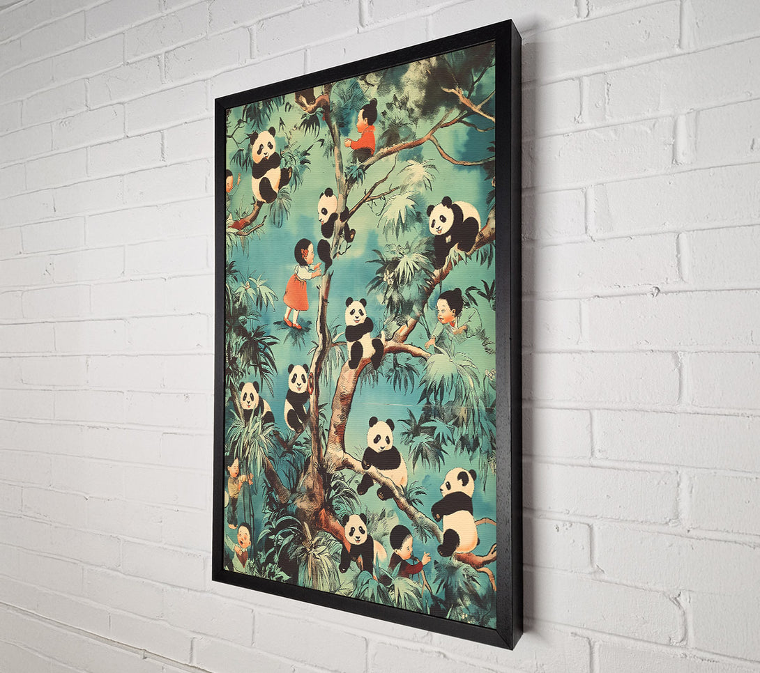  A Canvas Print of Teal Panda Paradise Canvas Art