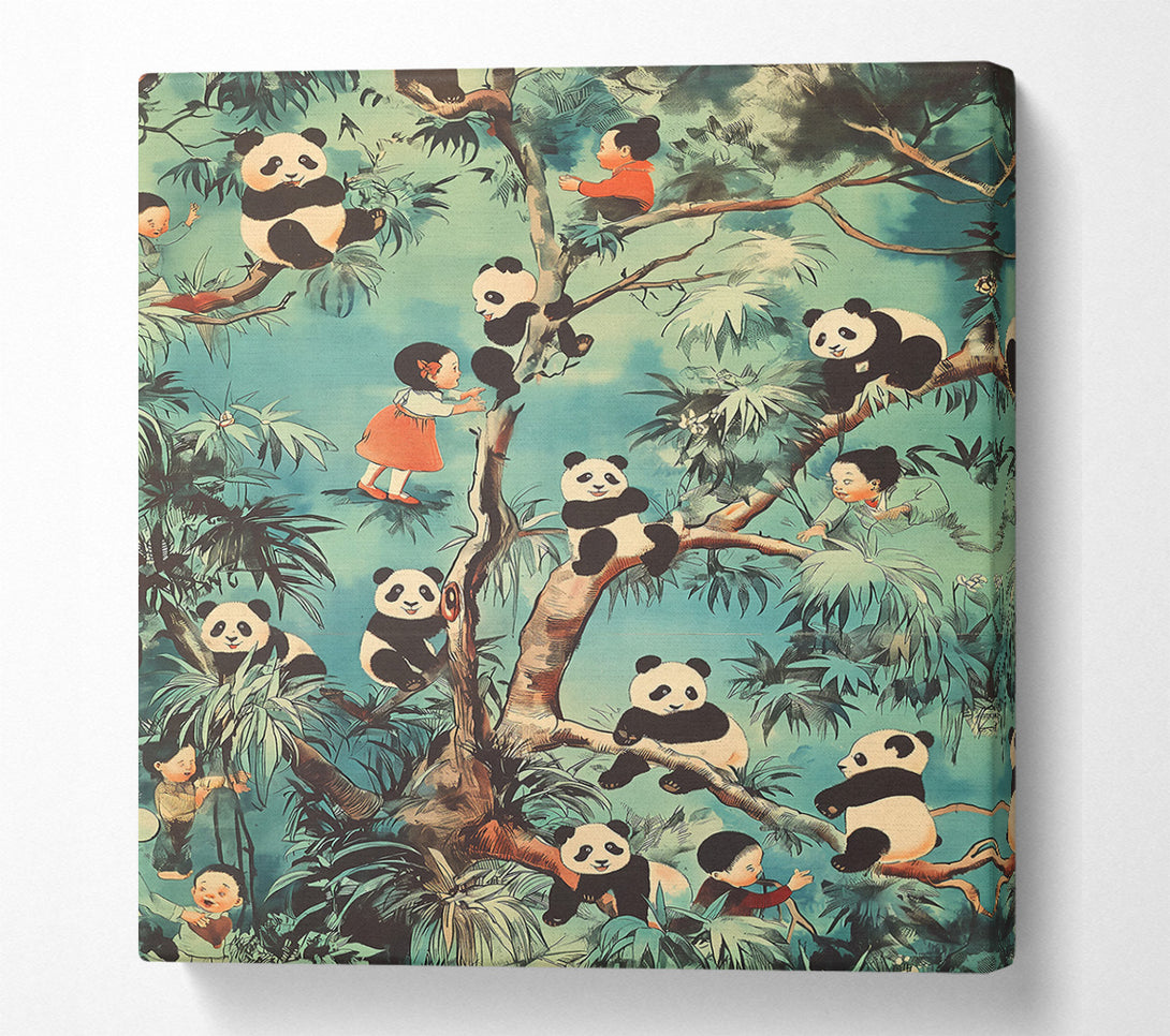  A Canvas Print of Teal Panda Paradise Canvas Art