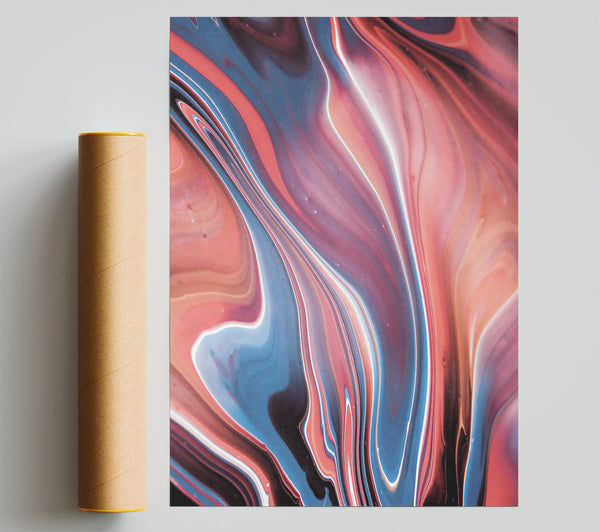 Coral Swirling Abstract Poster