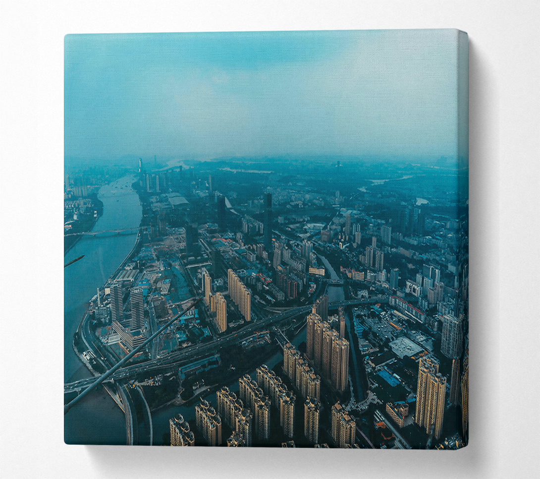  A Canvas Print of Blue Cityscape Canvas Print