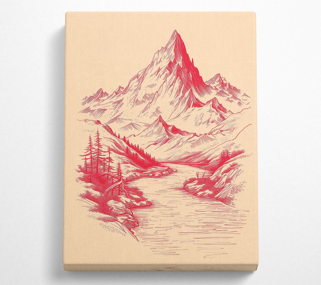  A Canvas Print of Crimson Mountain Stream Canvas Wall Art