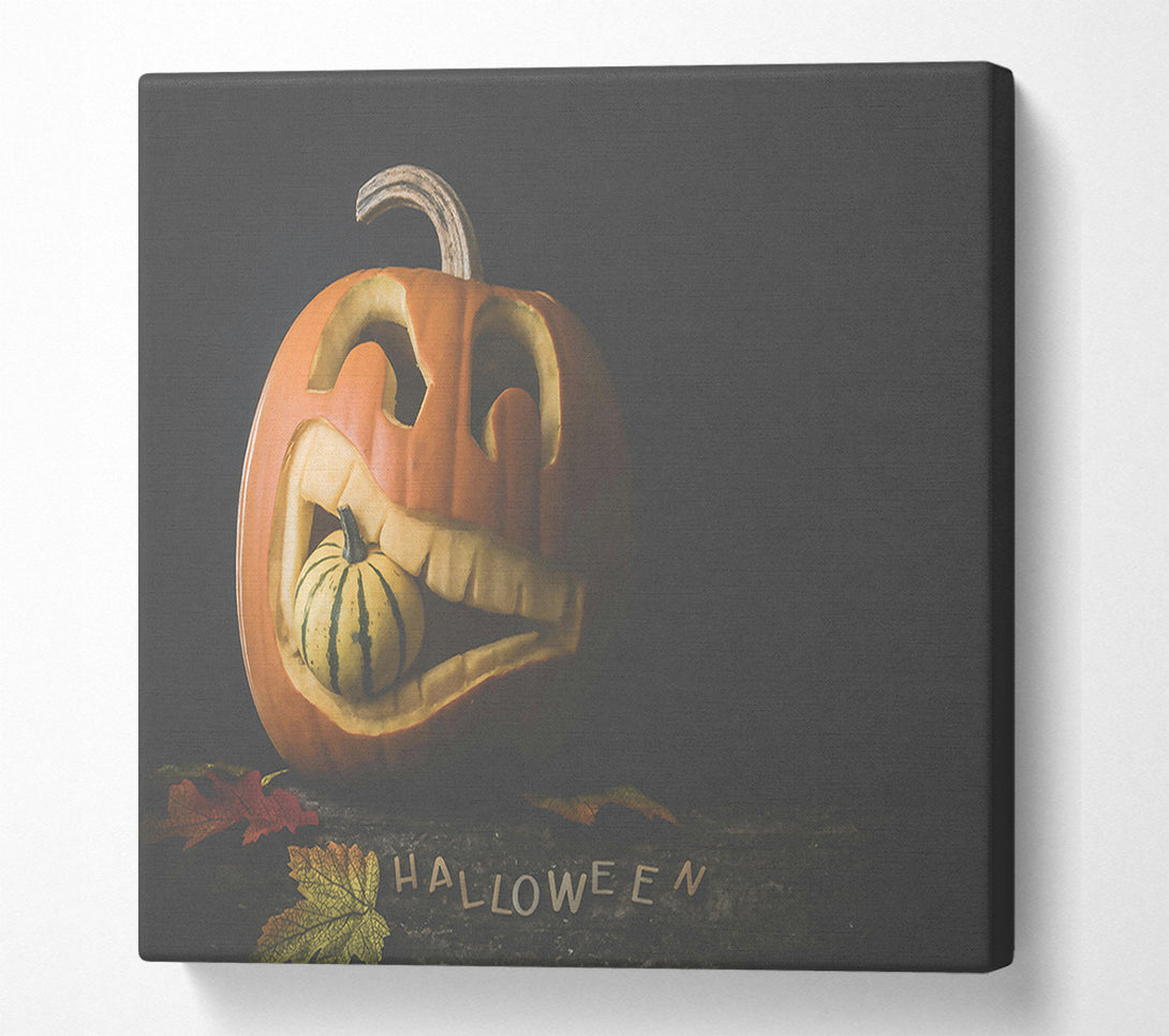  A Canvas Print of Orange Pumpkin Grinning Canvas Wall Art