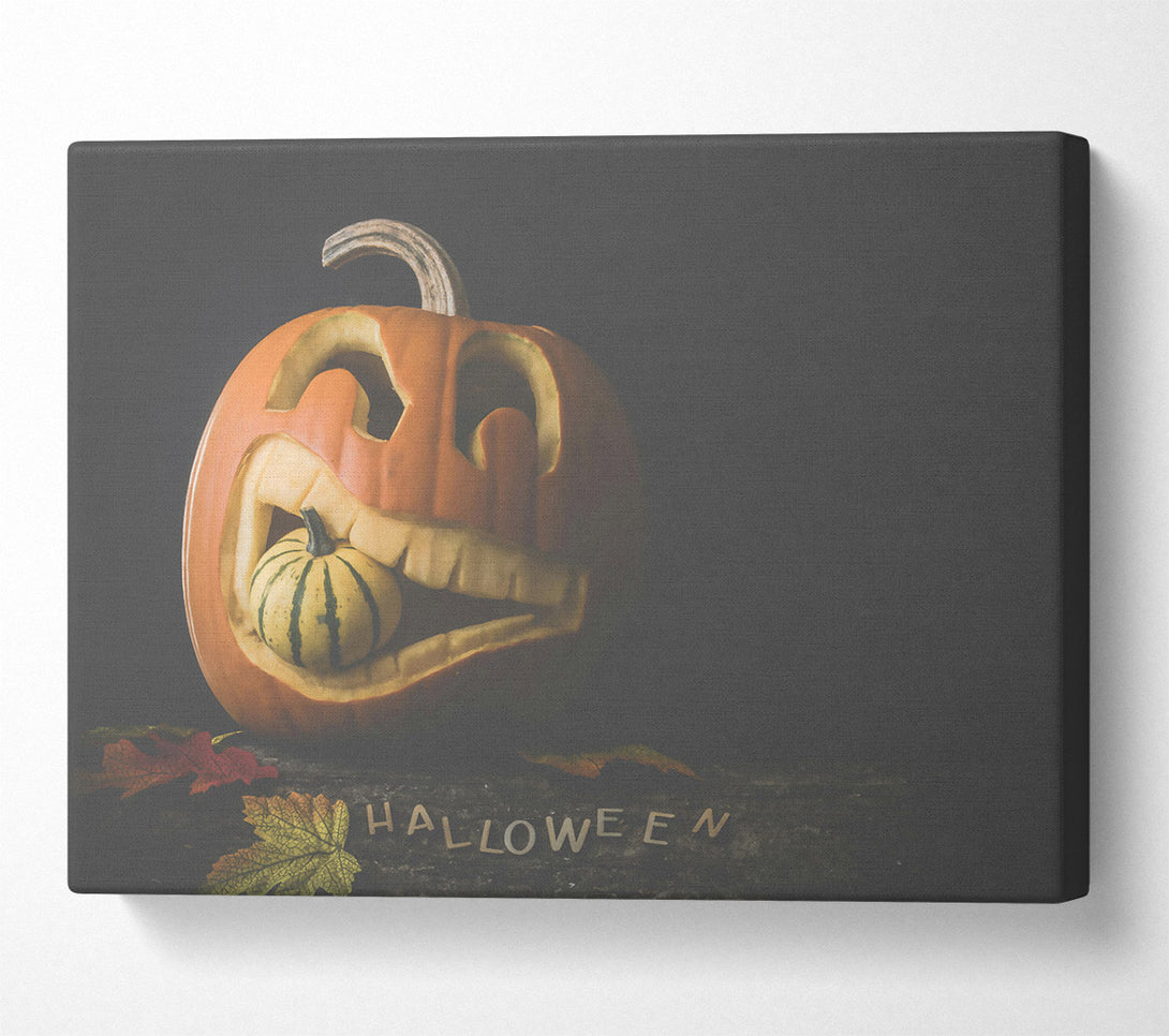  A Canvas Print of Orange Pumpkin Grinning Canvas Wall Art