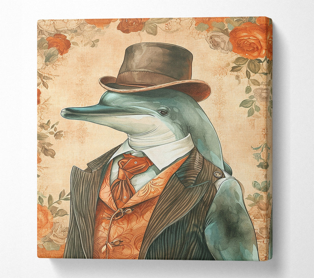  A Canvas Print of Dolphin Gentleman Canvas Wall Art