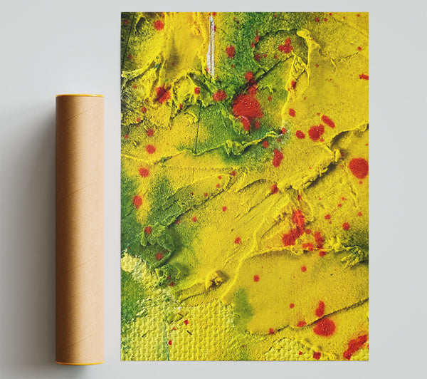 Yellow Splashes Of Red Print