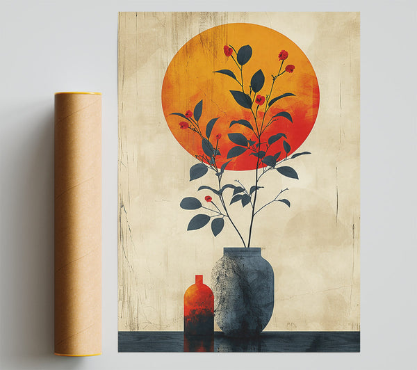 Orange Sunset Still Life Poster