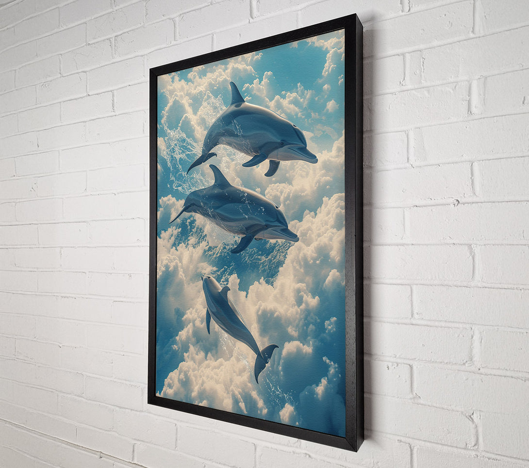  A Canvas Print of Dolphins In The Sky Canvas Art