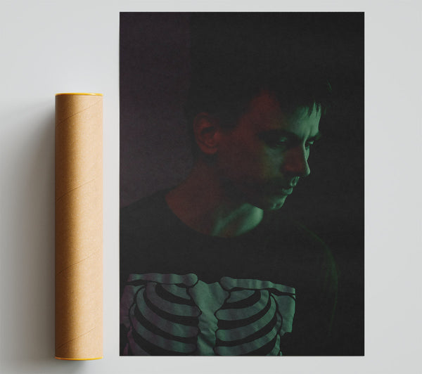 Red Lit Skeleton Giclee Print