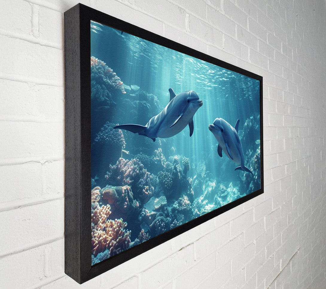  A Canvas Print of Dolphins Playing Canvas Print