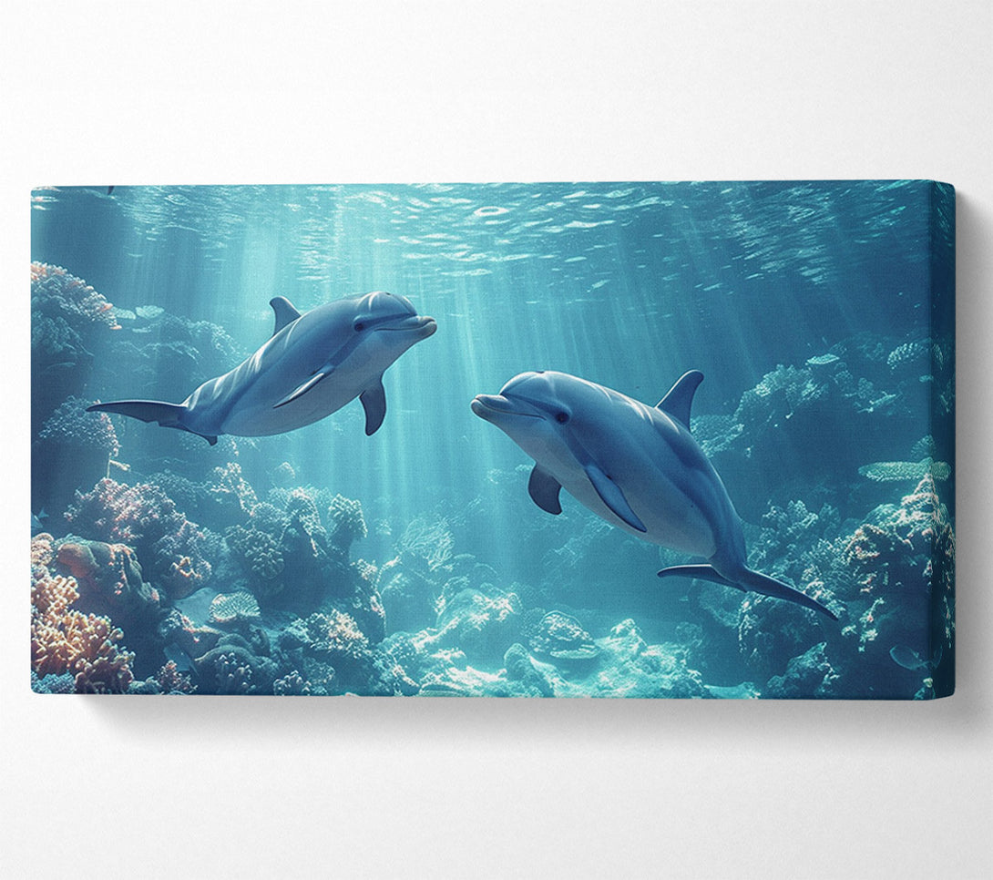  A Canvas Print of Dolphins Playing Canvas Print