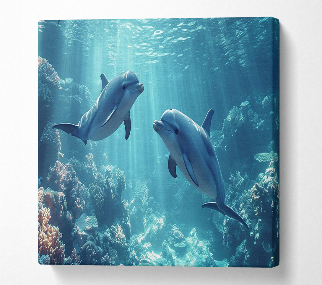  A Canvas Print of Dolphins Playing Canvas Print
