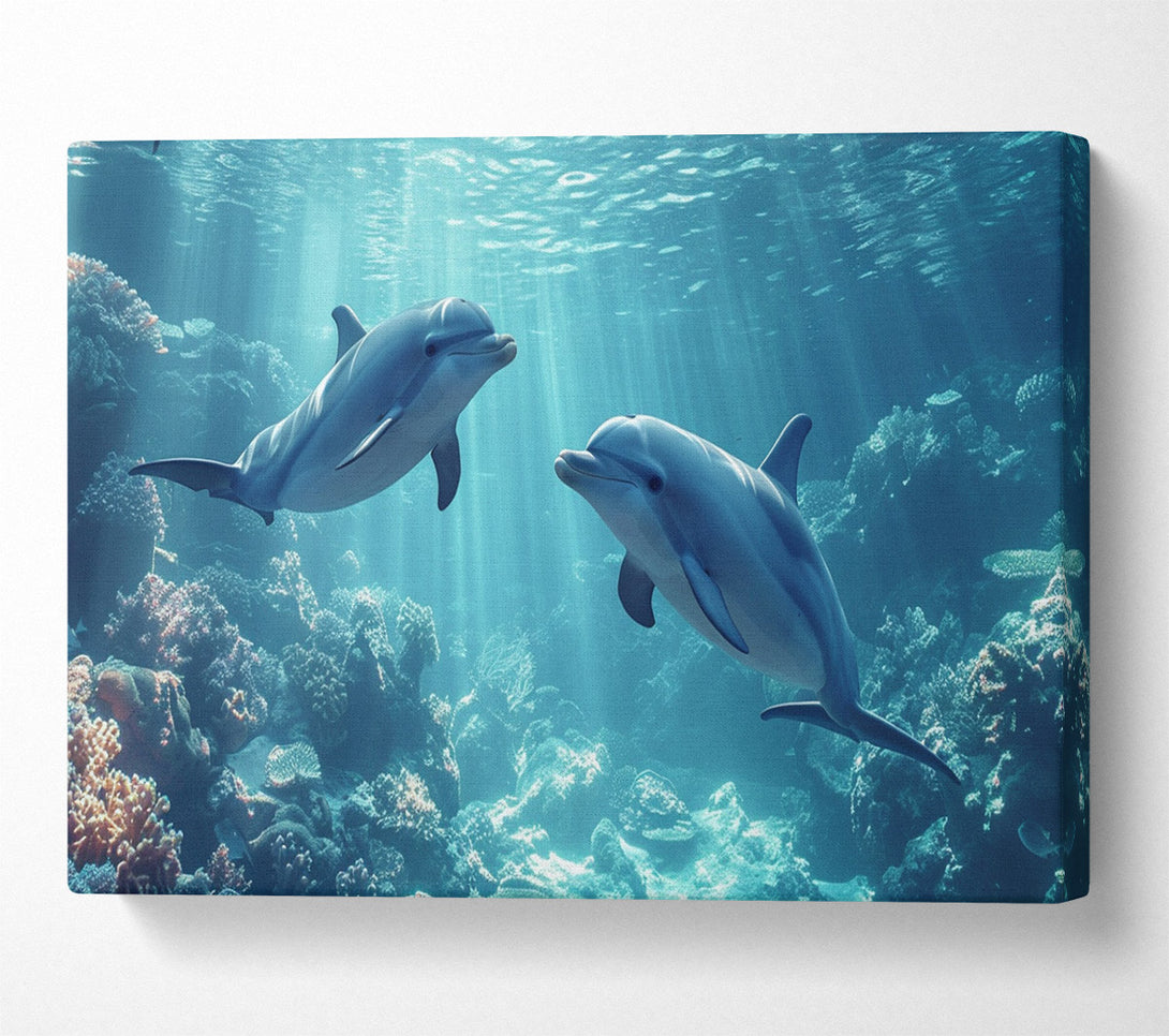  A Canvas Print of Dolphins Playing Canvas Print