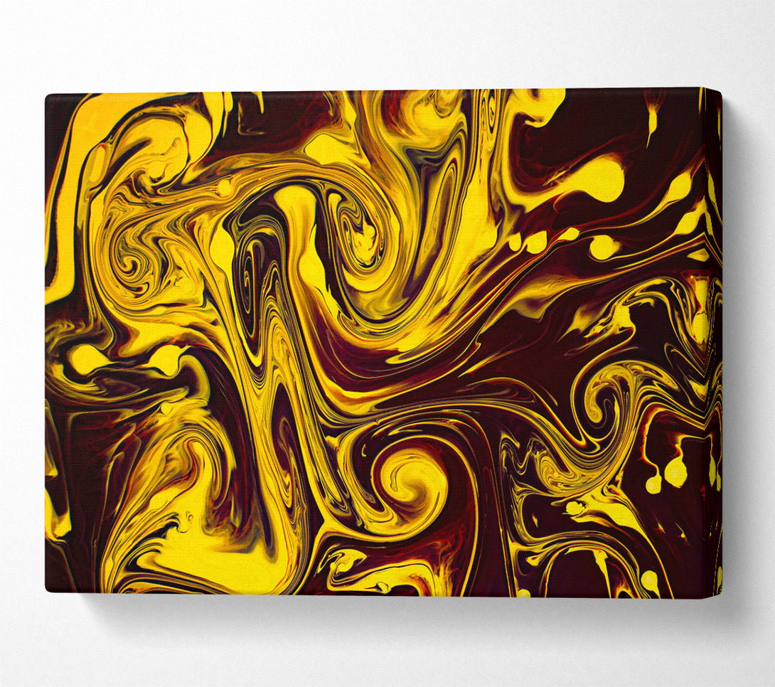  A Canvas Print of Golden Swirling Abstract Canvas Wall Art