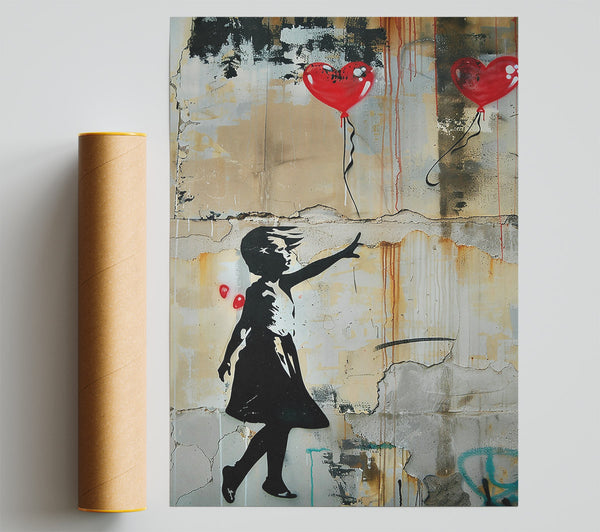 Red Heart Graffiti Poster