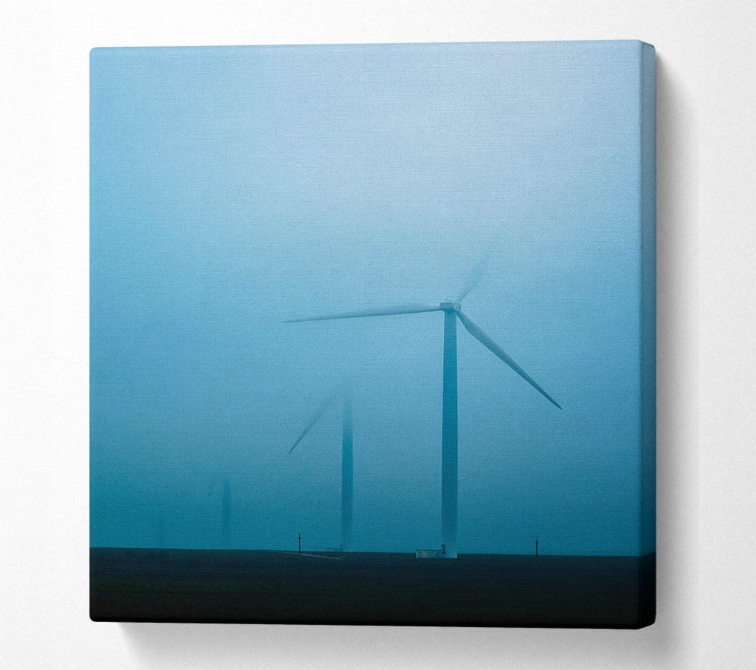  A Canvas Print of Blue Mist Turbines Canvas Print