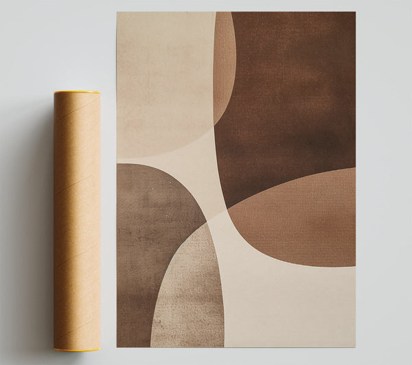 Brown Curved Abstract Poster