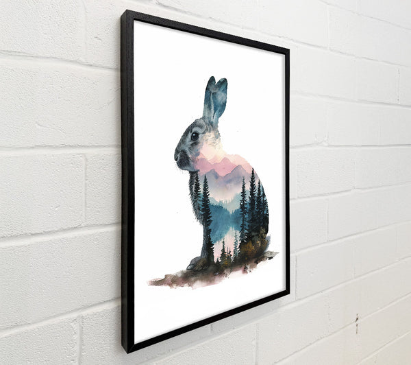 Double Exposure Rabbit And Woods