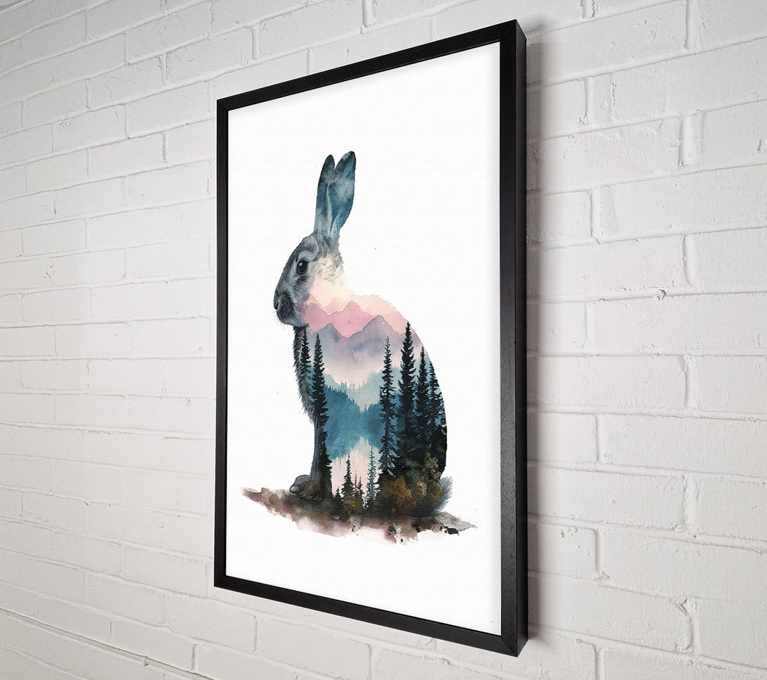  A Canvas Print of Double Exposure Rabbit And Woods Canvas Art