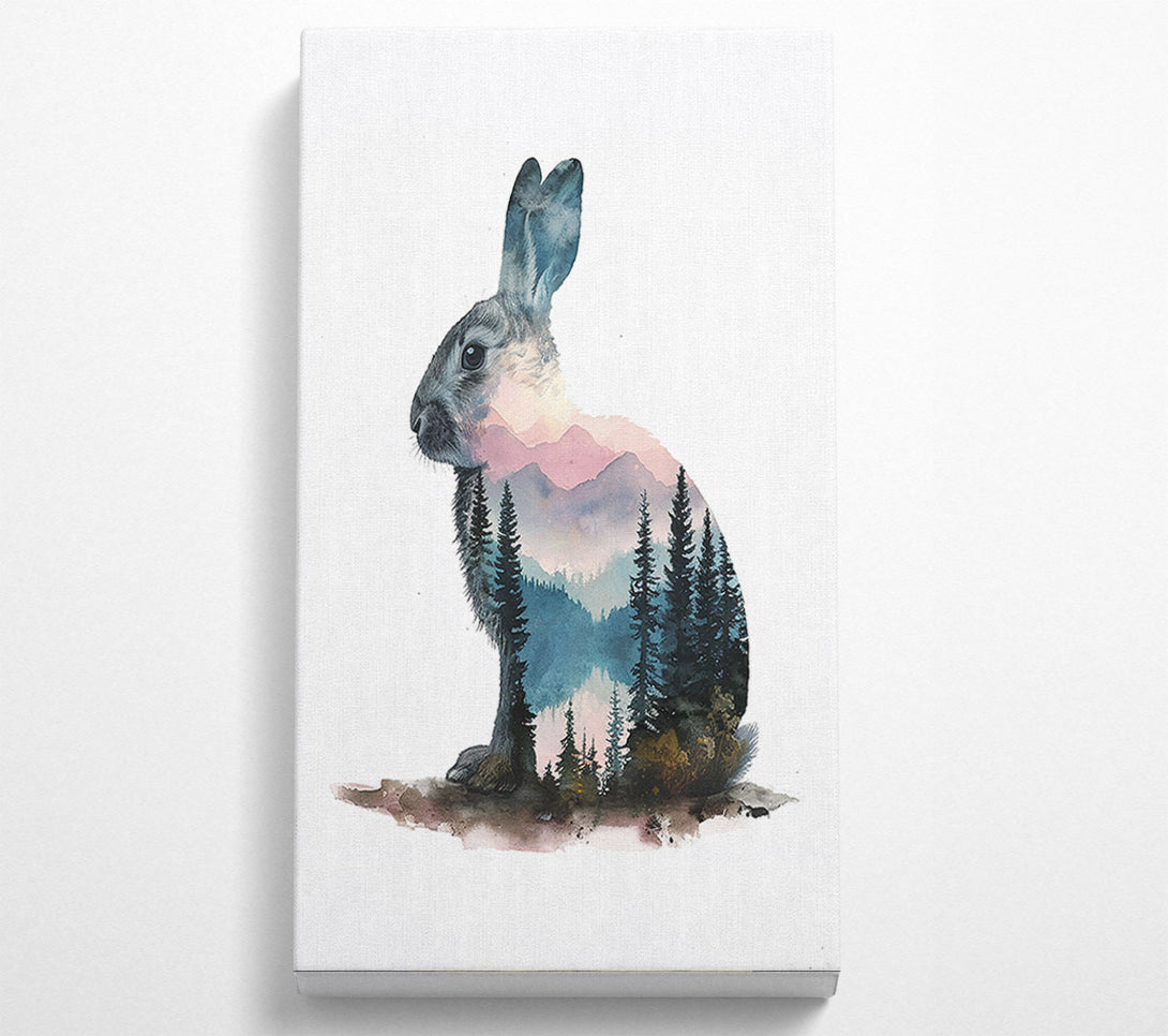  A Canvas Print of Double Exposure Rabbit And Woods Canvas Art