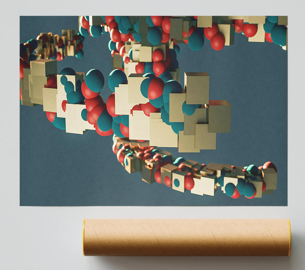 Golden Teal Embrace Poster