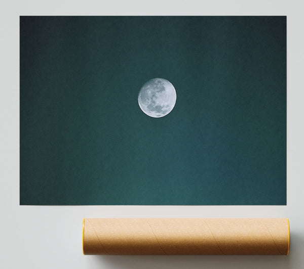 Teal Night Moon Poster