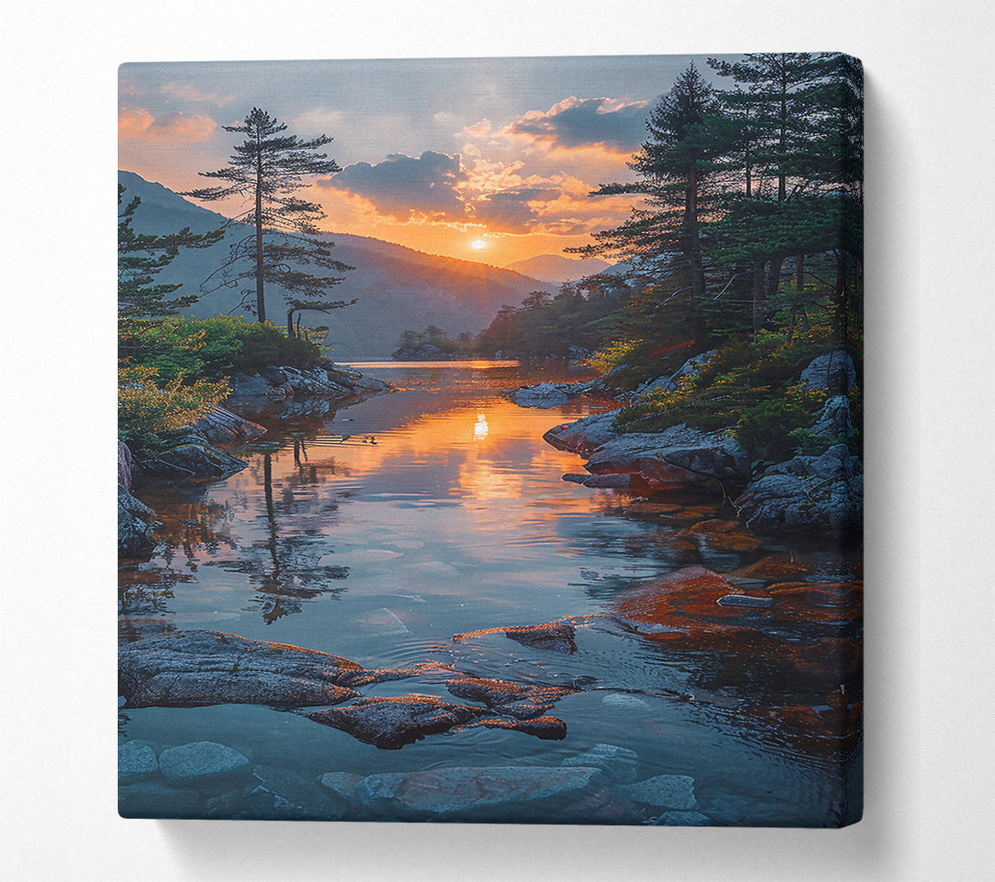  A Canvas Print of Golden Lake Serenity Canvas Print