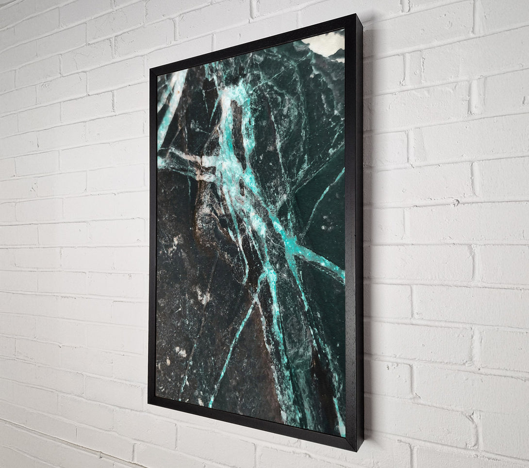  A Canvas Print of Teal Veins On Black Canvas Wall Art