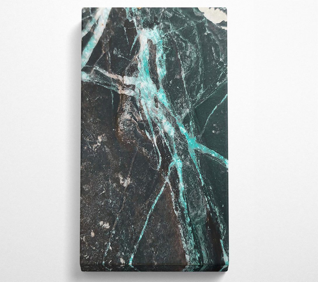  A Canvas Print of Teal Veins On Black Canvas Wall Art