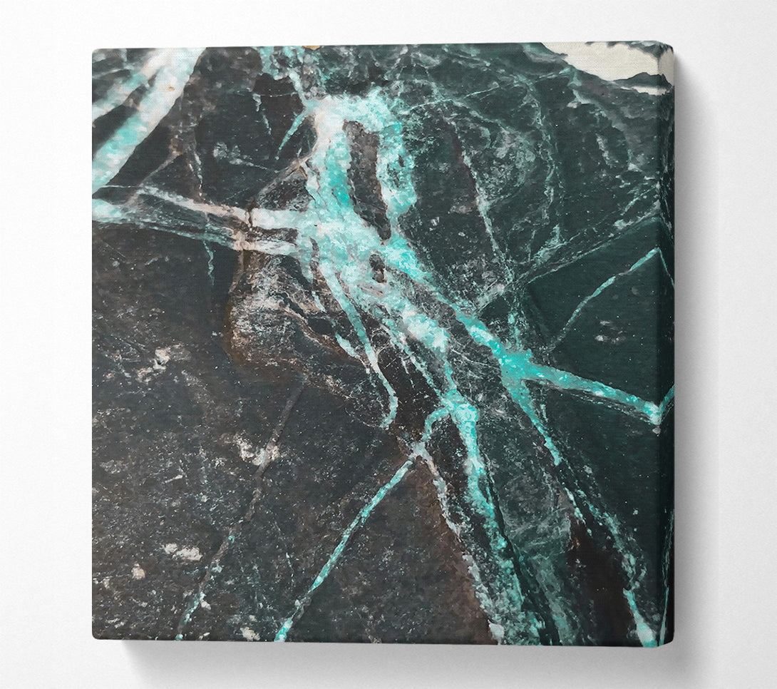 A Canvas Print of Teal Veins On Black Canvas Wall Art