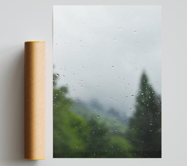 Grey Rain Drops Poster