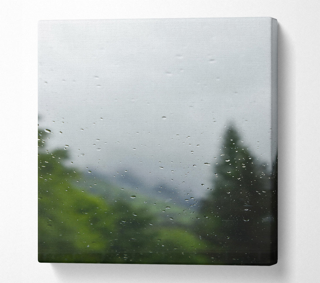  A Canvas Print of Grey Rain Drops Canvas Art