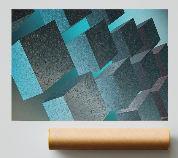 Teal Geometric Formations Print