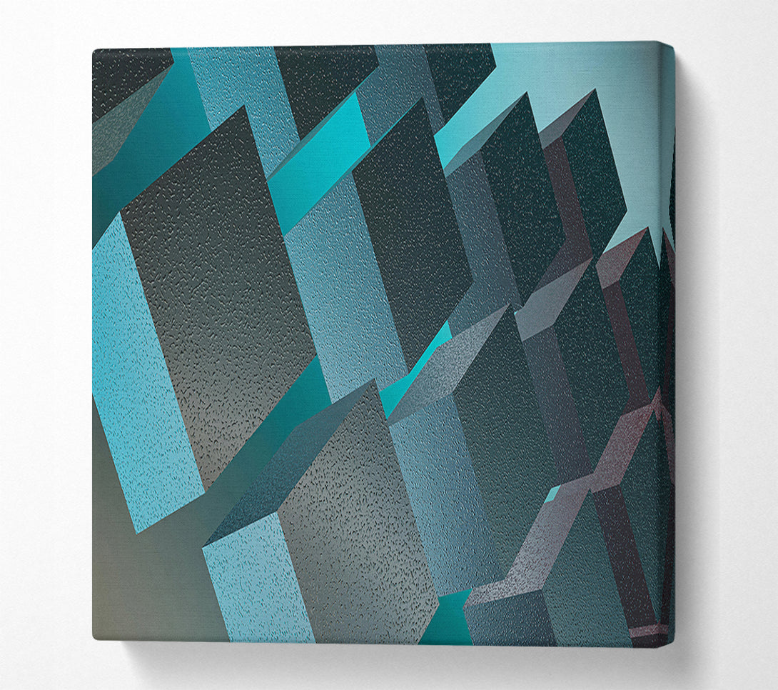  A Canvas Print of Teal Geometric Formations Canvas Print