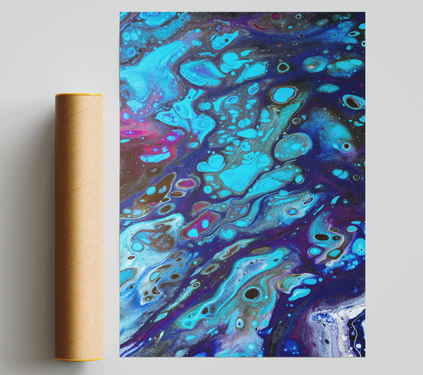 Azure Swirls And Dots Print