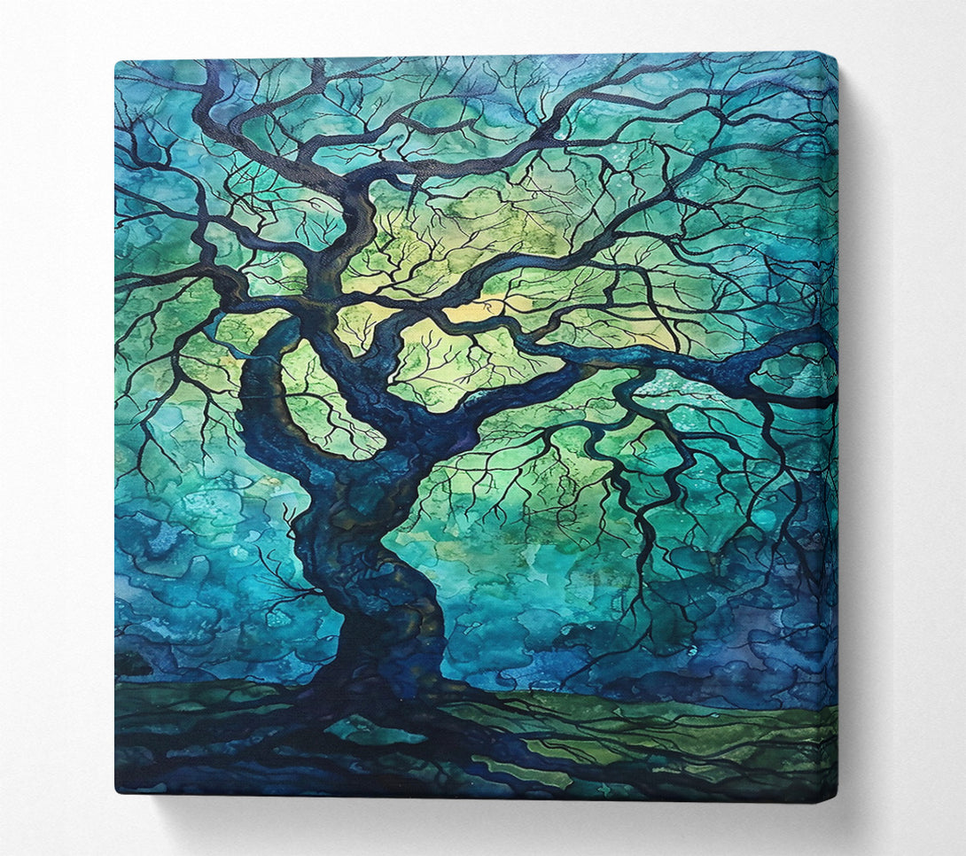  A Canvas Print of Teal Twisted Branches Canvas Wall Art