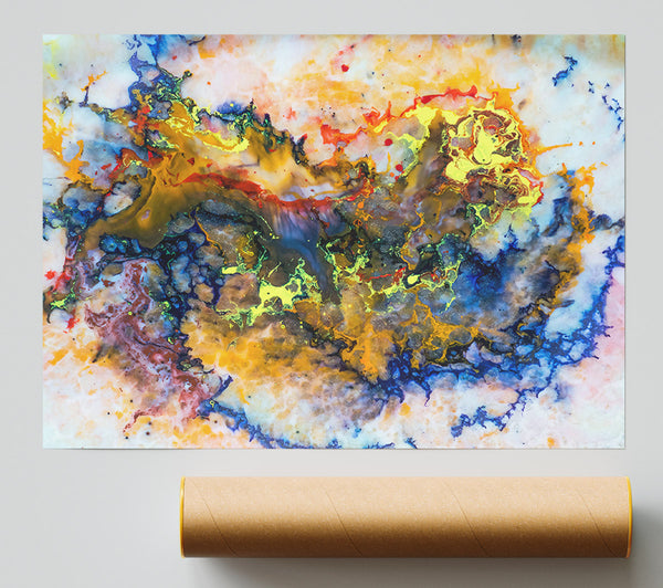 Golden Blue Swirls Poster