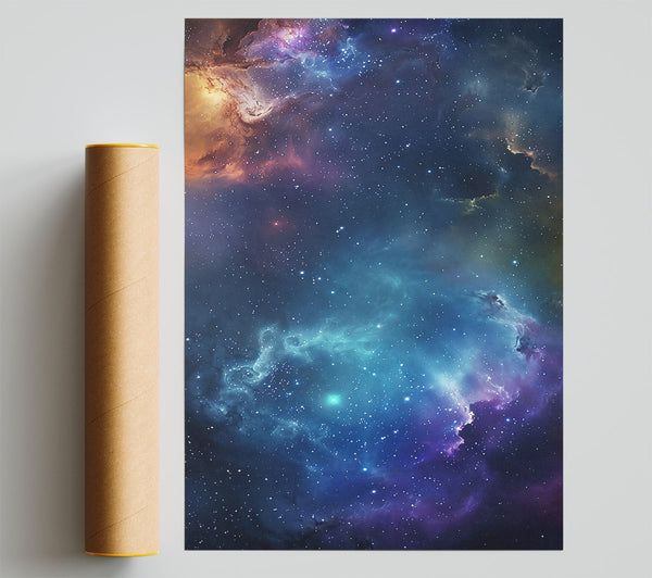 Azure Cosmic Nebula Poster