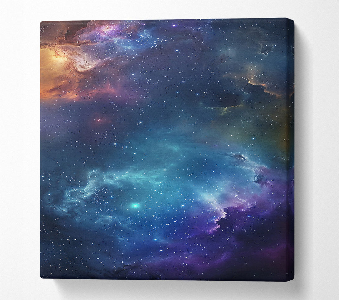  A Canvas Print of Azure Cosmic Nebula Canvas Wall Art