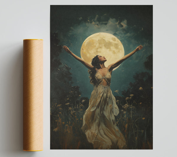 Golden Moon Embrace Poster