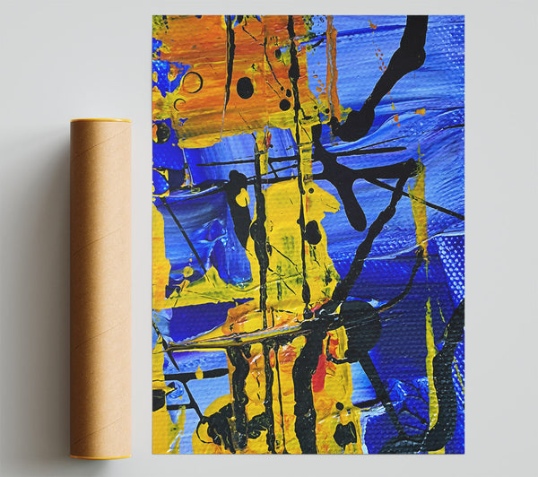 Blue And Yellow Drips Print