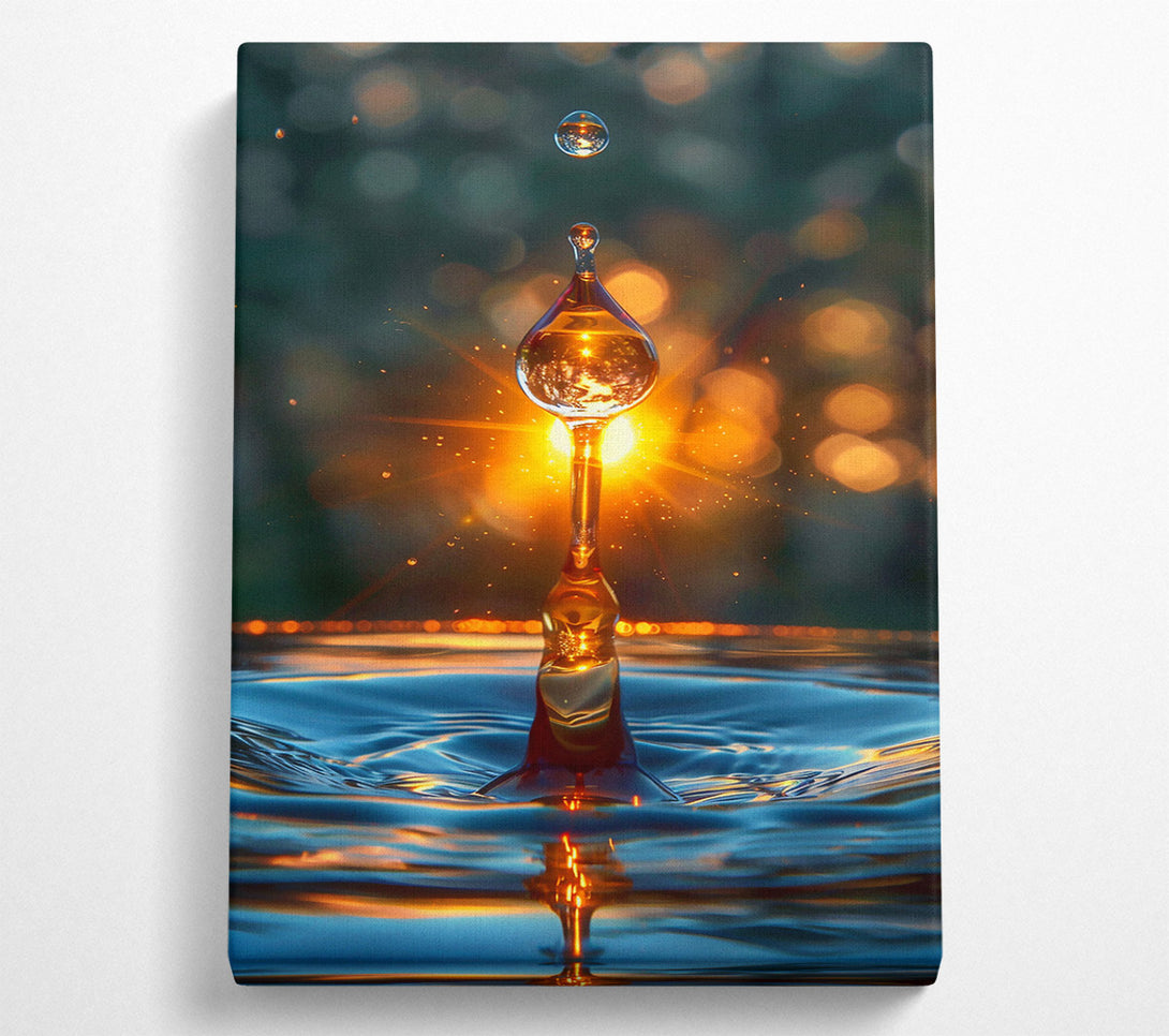  A Canvas Print of Golden Water Drop Reflection Canvas Print