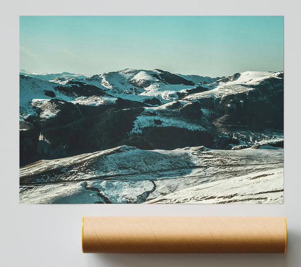 Teal Mountain Range Giclee Print
