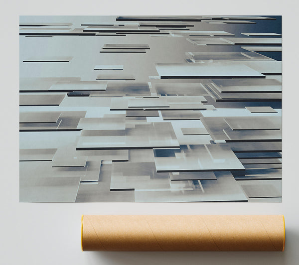 Blue Geometric Layers Print